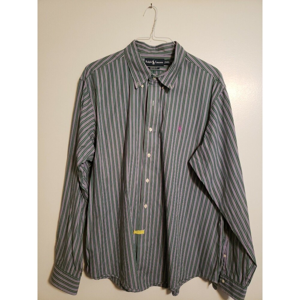 Polo Ralph Lauren Men's Stripe CUSTOM FIT 100% Cotton Button Down Shirt SZ XXL